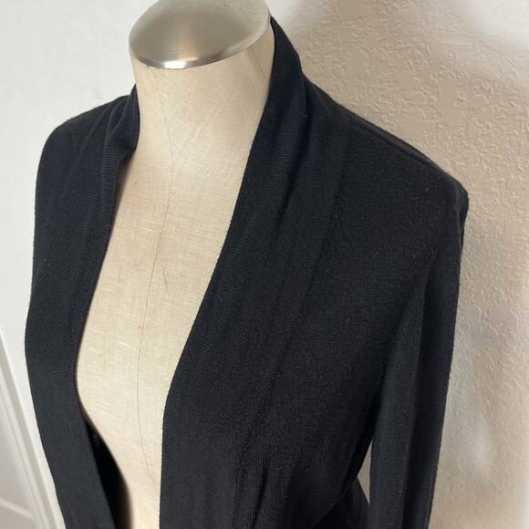 White House Black Market Open Front Midi Length Cardigan black, size S - Picture 5 of 9
